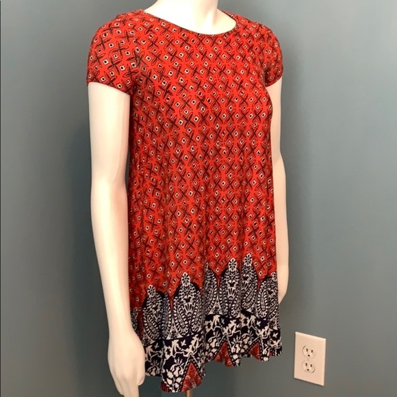 ANTHROPOLOGIE Puella red short sleeve trapeze tunic - Picture 2 of 7